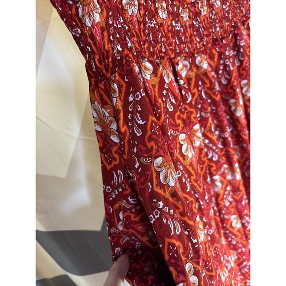 Bloomchic Red Floral Print Short Sleeve Dress Size 14/16 EUC G4‎ - Picture 5 of 6